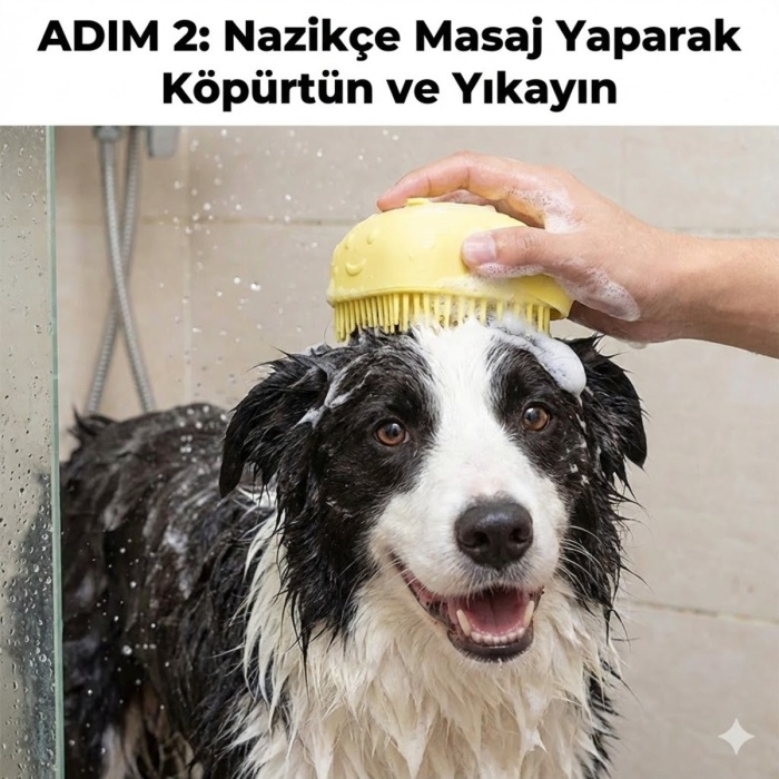 ® Yeni Ürün Şampuan Hazneli Kedi Köpek Yıkama FırçasıSilikon Masaj Tarağı ve Evcil Hayvan Banyo Aparatı
